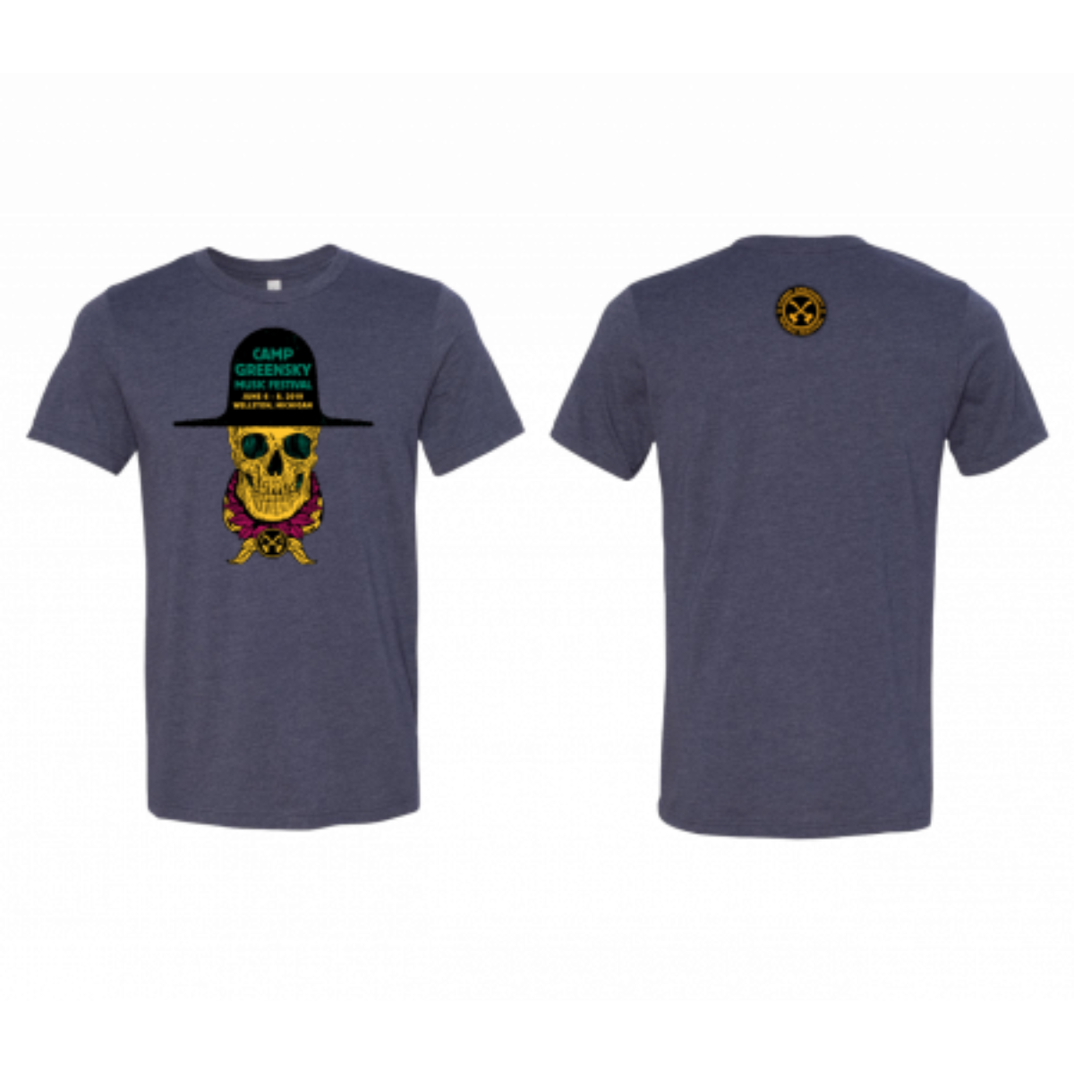 Camp Greensky 2019 Counselor Skull Tee - Heather Midnight Navy