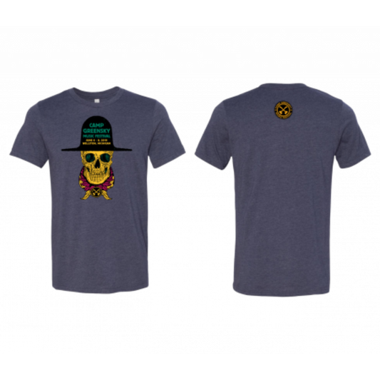 Camp Greensky 2019 Counselor Skull Tee - Heather Midnight Navy